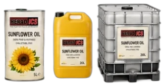 HERAD 5-litre tin, 20-litre jerry can and 1,000-litre IBC tank